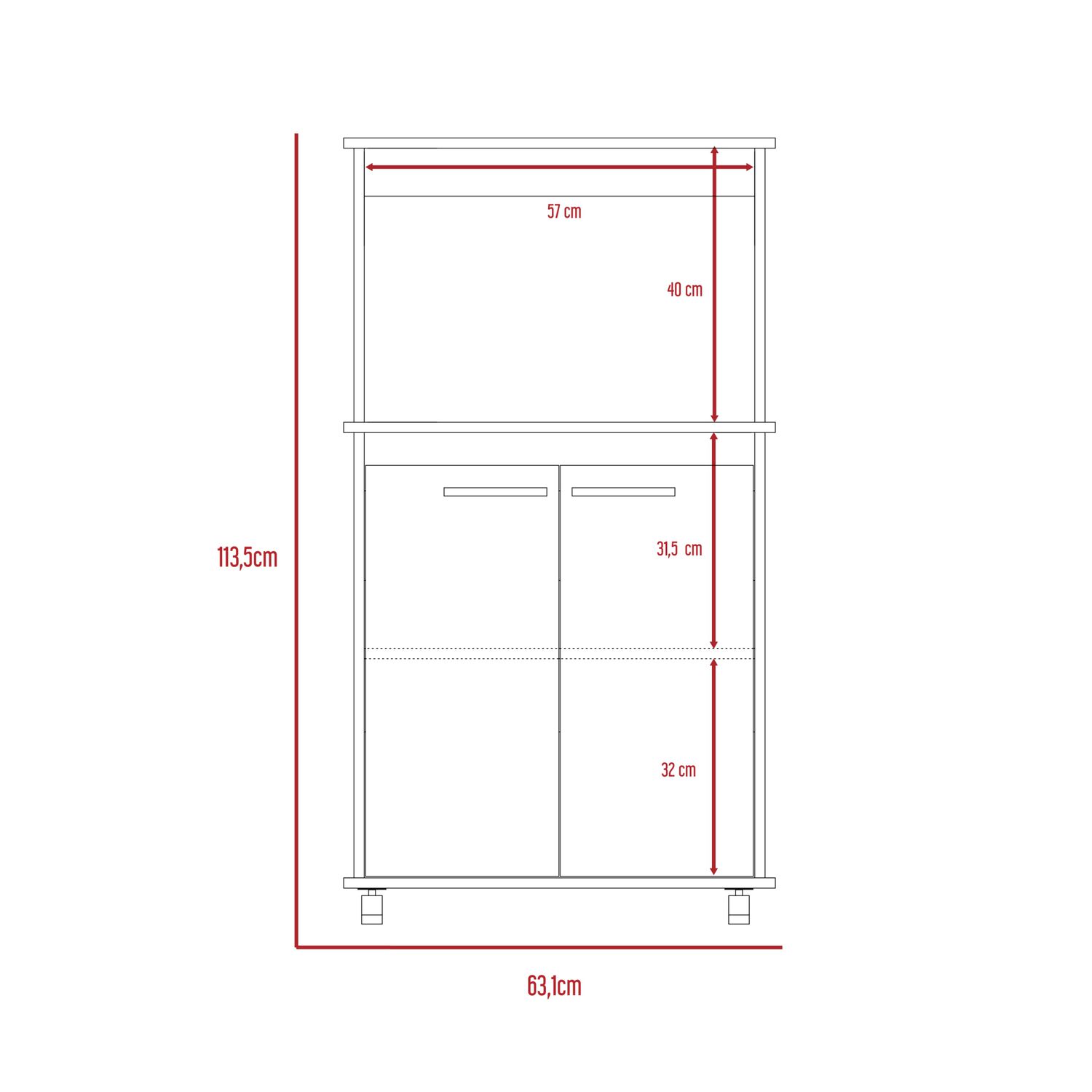 Mueble Microondas Con Ruedas 2 Puertas Fm-004n Negro image number 9.0