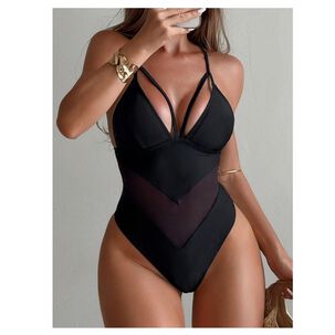 Traje De Ba&ntilde;o Enterizo Con Tirantes Finos Escote V Mujer