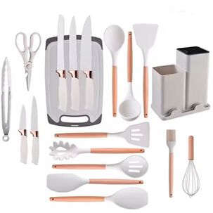 Set De 19 Utensilios De Cocina Mango De Madera