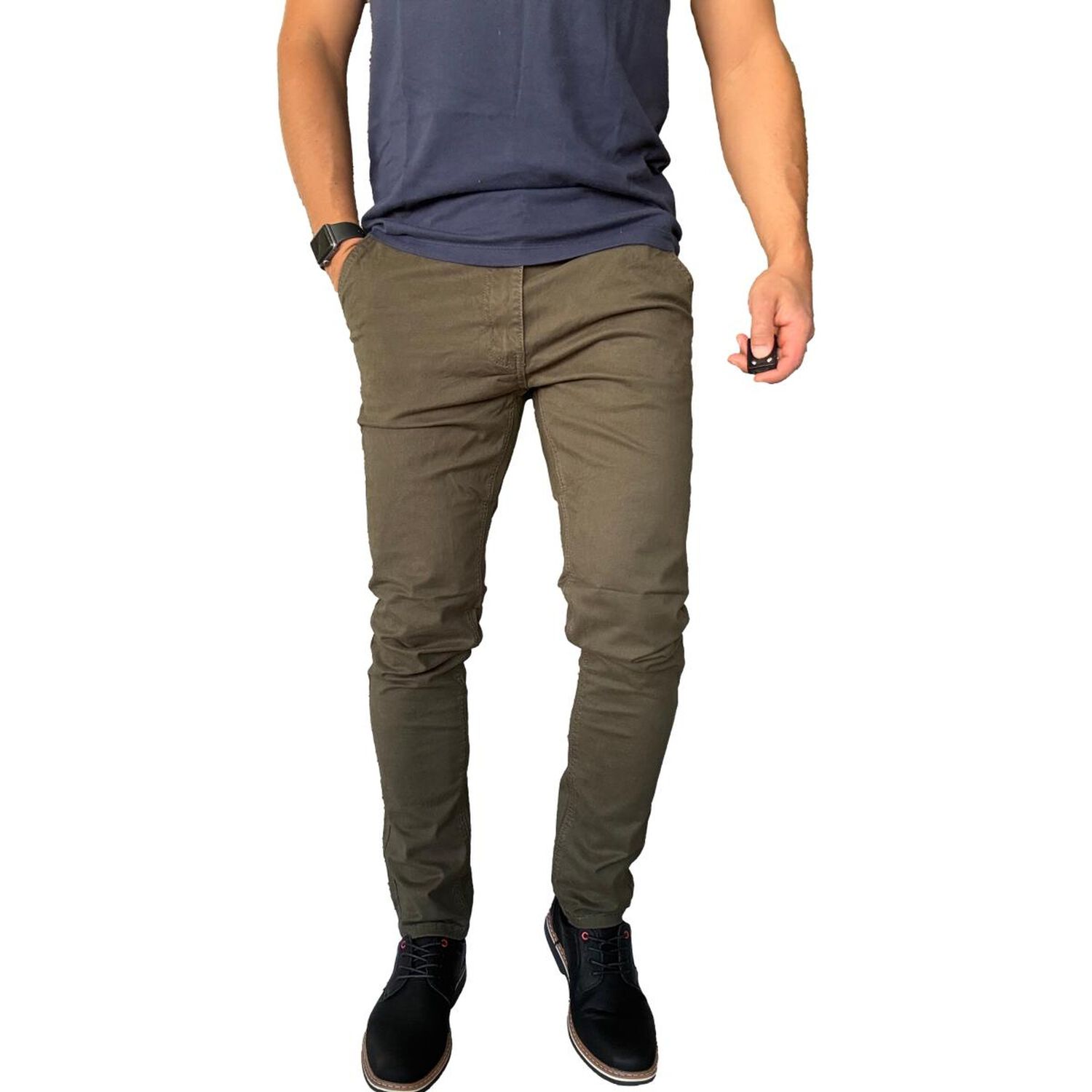 Pantal&oacute;n Elasticado Slim Fit Gabardina Hombre image number 3.0