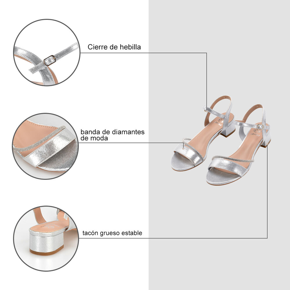Sandalia Taco Plateada Fiesta Mujer Weide You220 image number 5.0