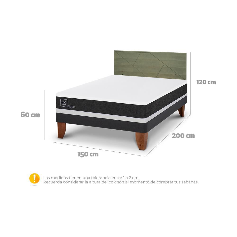 Cama Europea Cic Ortopedic / 2 Plazas / Base Normal + Respaldo image number 6.0