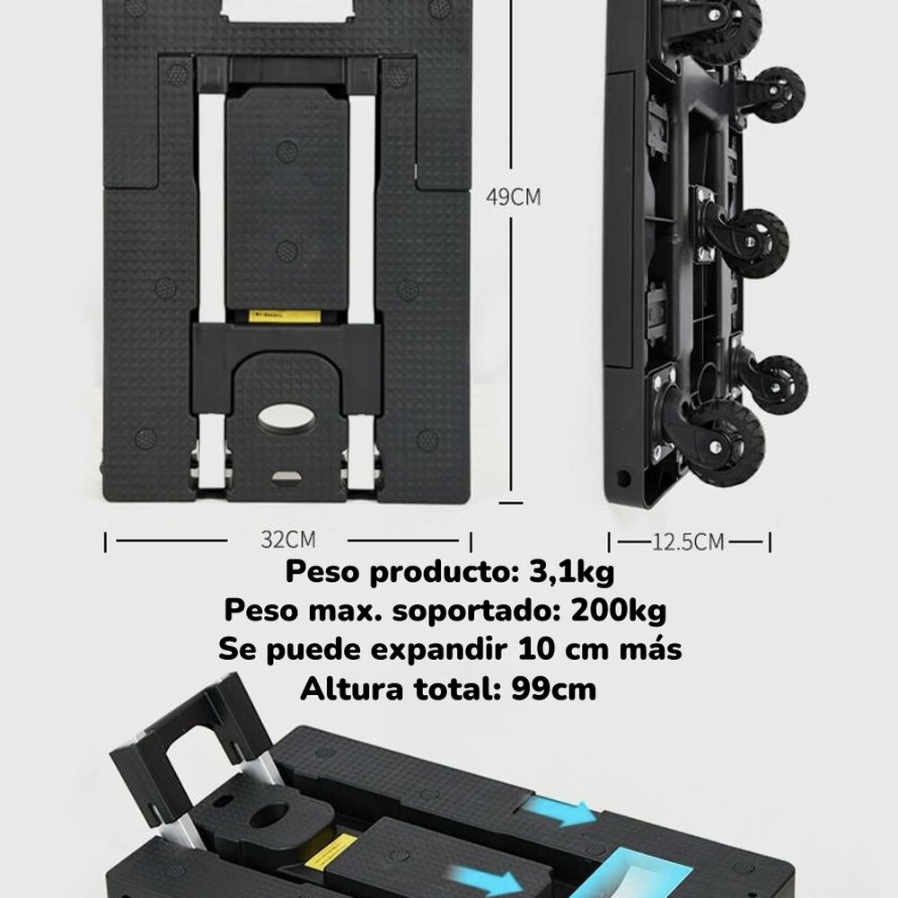 Carro De Carga Plegable Expandible Con Accesorios Lubabycas image number 7.0