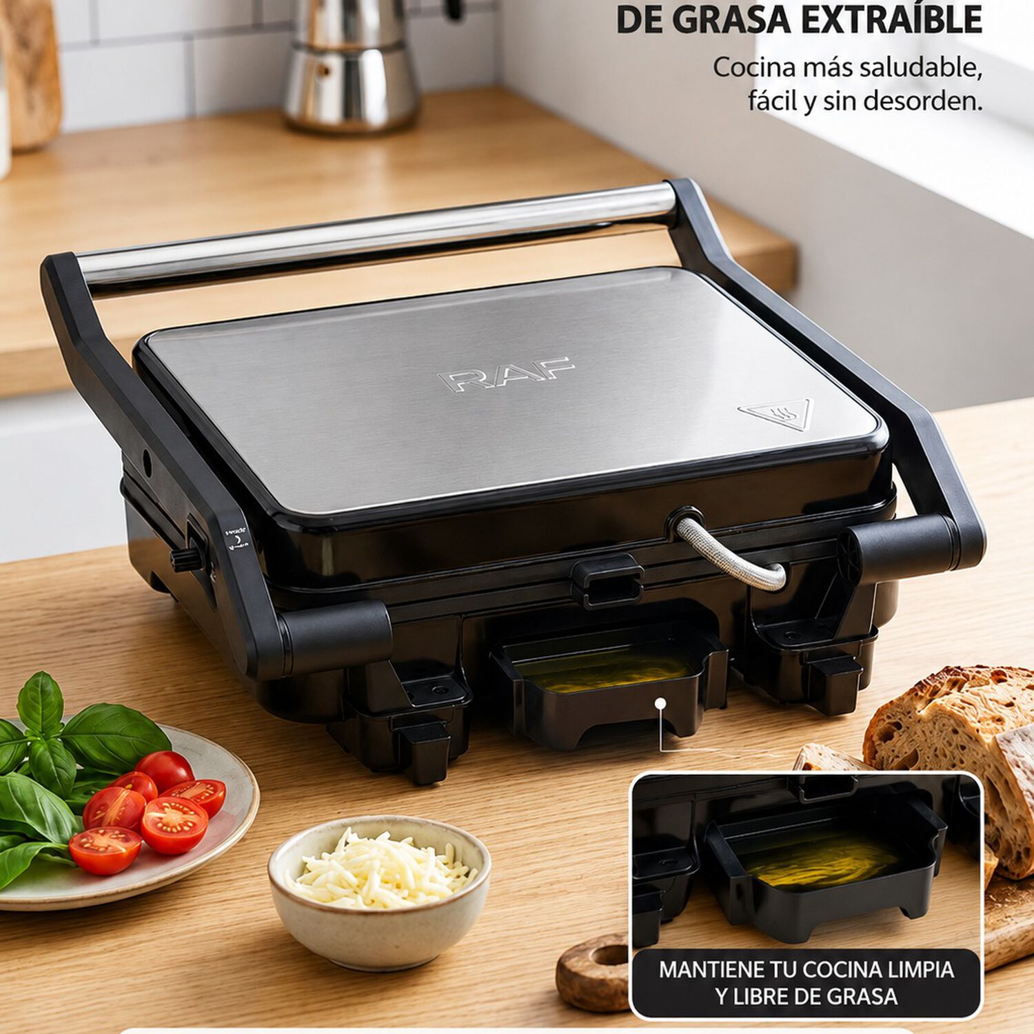 Tostador Panini Plancha Parrillera 2000w Con Grill Color Cromo Con Negro image number 6.0