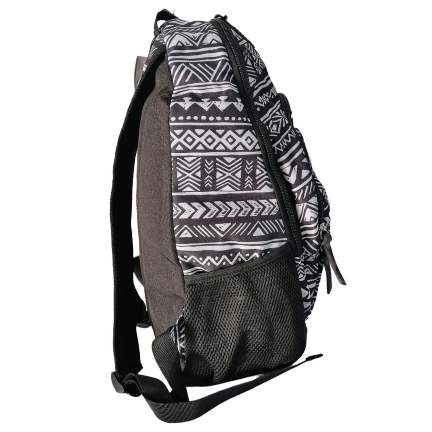 Mochila Estampado &Eacute;tnico Negro Blanco Escolar Casual Escolar image number 1.0