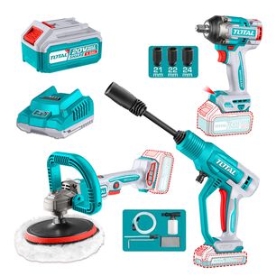 Kit 20v Inal&aacute;mbrica Pistola Impacto ,hidrolavadora Y Pulidora, 2 Bater&iacute;as Y Cargador Total