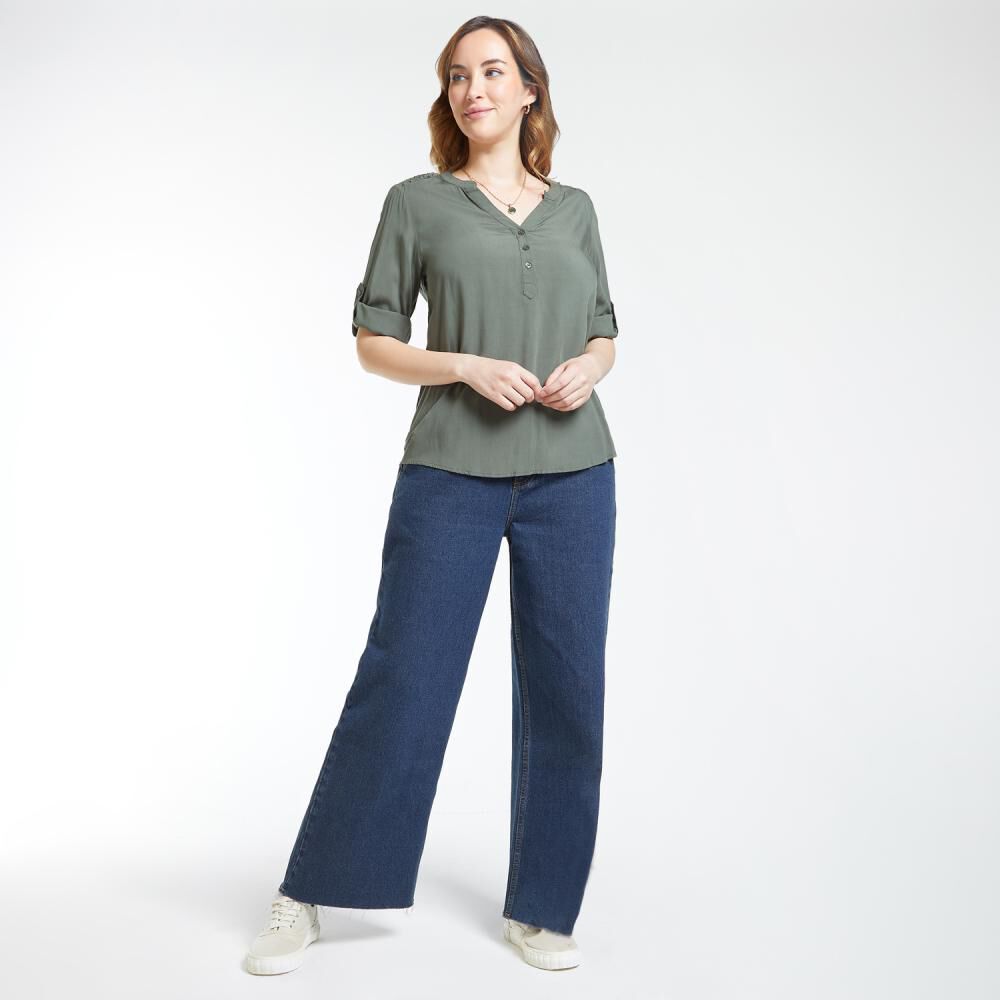 Blusa Manga Larga Roll Up Cuello V Mujer Geeps image number 1.0