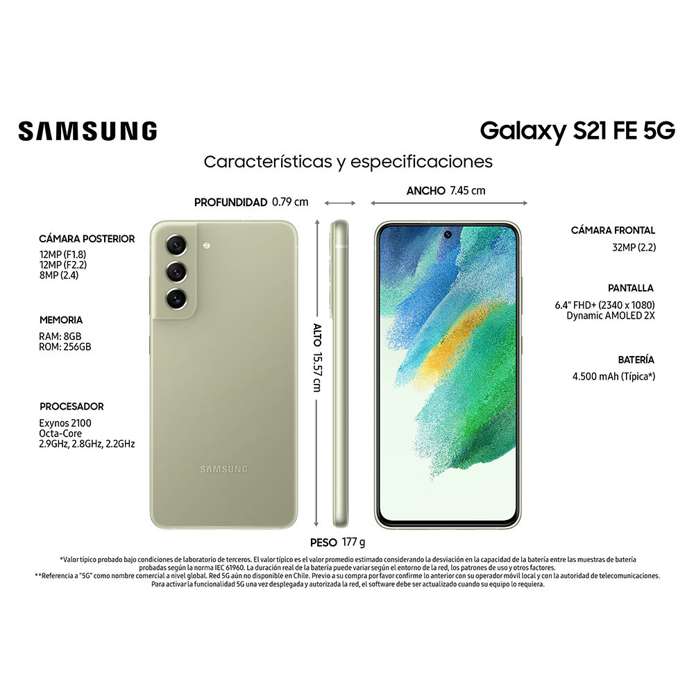Smartphone Samsung Galaxy S21 FE 256GB LIGHT GREEN + Galaxy Watch4 40 mm Silver image number 3.0