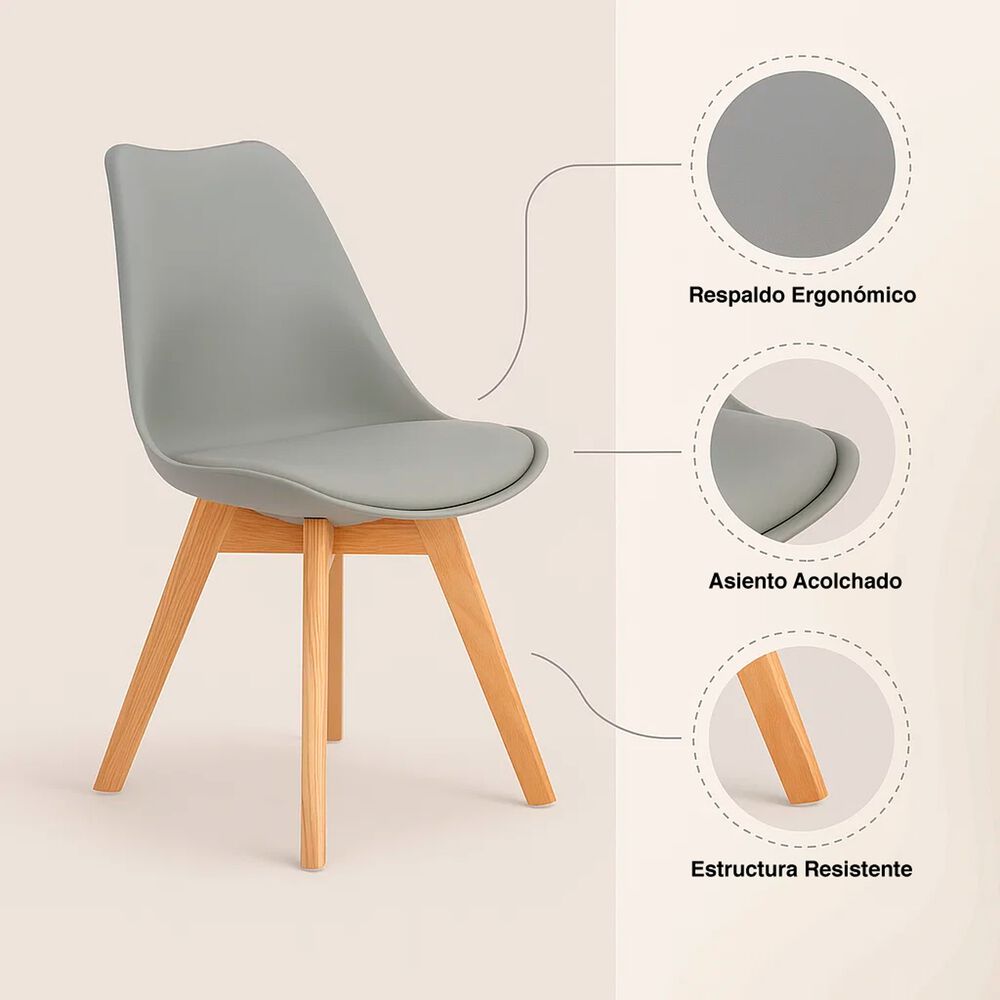 Pack De 4 Sillas Tulip Gris image number 4.0