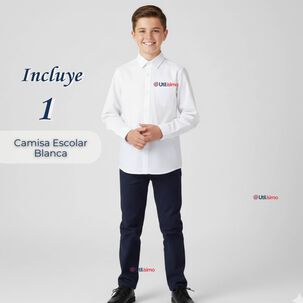 Camisa Escolar Blanca Manga Larga Colegio Para Ni&ntilde;os Y Juvenil