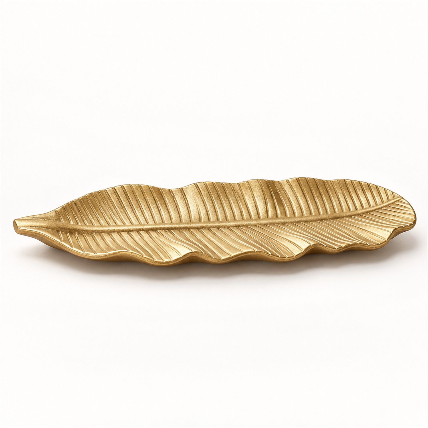 Bandeja Decorativa Hoja Alargada Dorada Estilo Moderno 47 Cm image number 5.0
