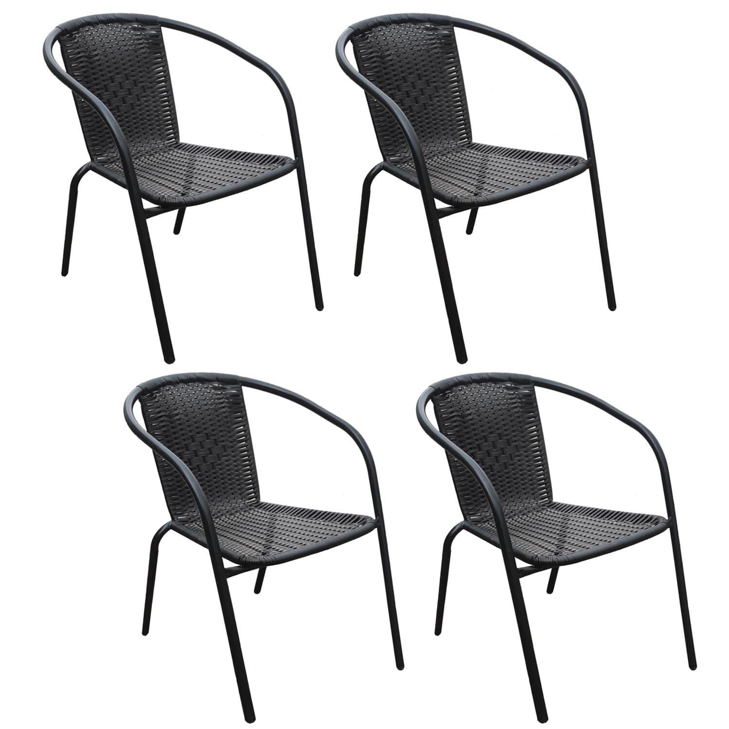 Pack 4 Silla De Terraza Rat&aacute;n Sint&eacute;tico Y Acero Negro image number 0.0