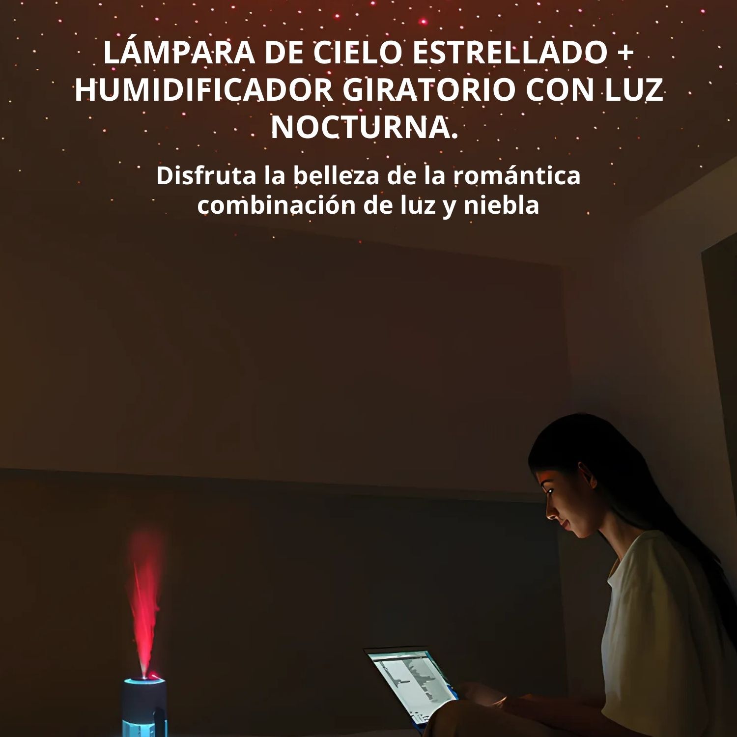 Humidificador Usb Con Proyecci&oacute;n Luz Cielo Estrellas Port&aacute;til image number 3.0