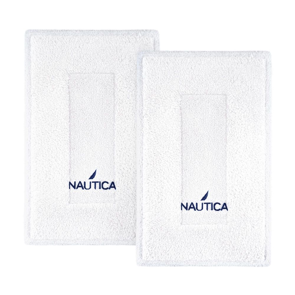 Pack 2 Alfombras De Ba&ntilde;o Algod&oacute;n Absorbente Gozo Nautica 50x80cm Blanco image number 0.0