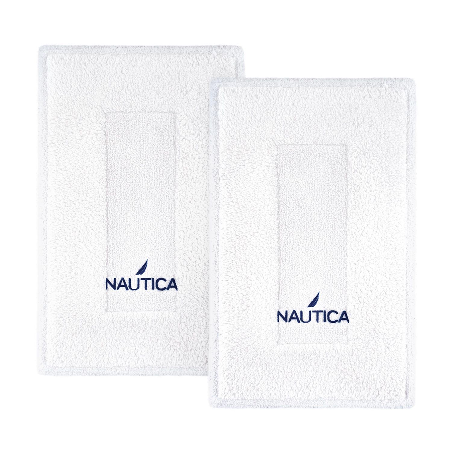 Pack 2 Alfombras De Ba&ntilde;o Algod&oacute;n Absorbente Gozo Nautica 50x80cm Blanco image number 0.0