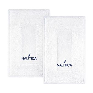 Pack 2 Alfombras De Ba&ntilde;o Algod&oacute;n Absorbente Gozo Nautica 50x80cm Blanco
