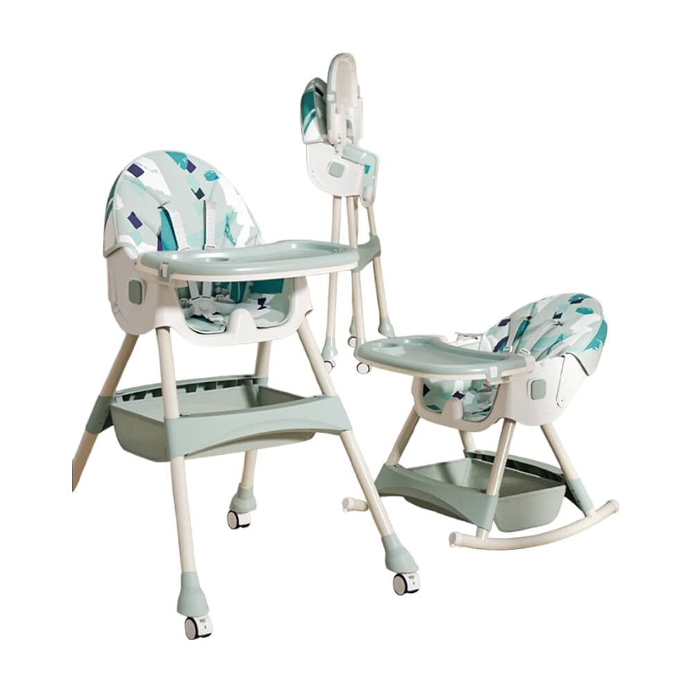 Silla De Comer Mecedora 2 En 1 Con Ruedas Verde Lubabycas image number 0.0