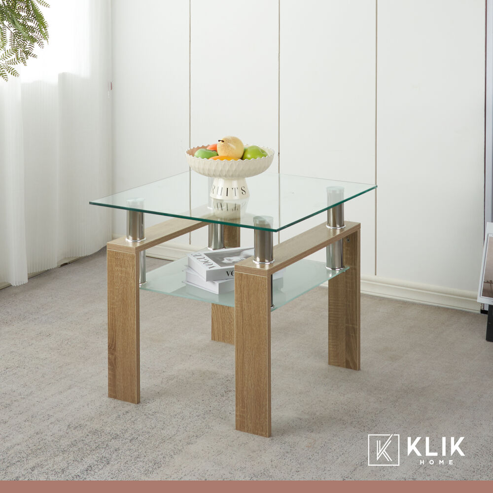 Mesa Lateral Moderna Madera Y Vidrio image number 1.0