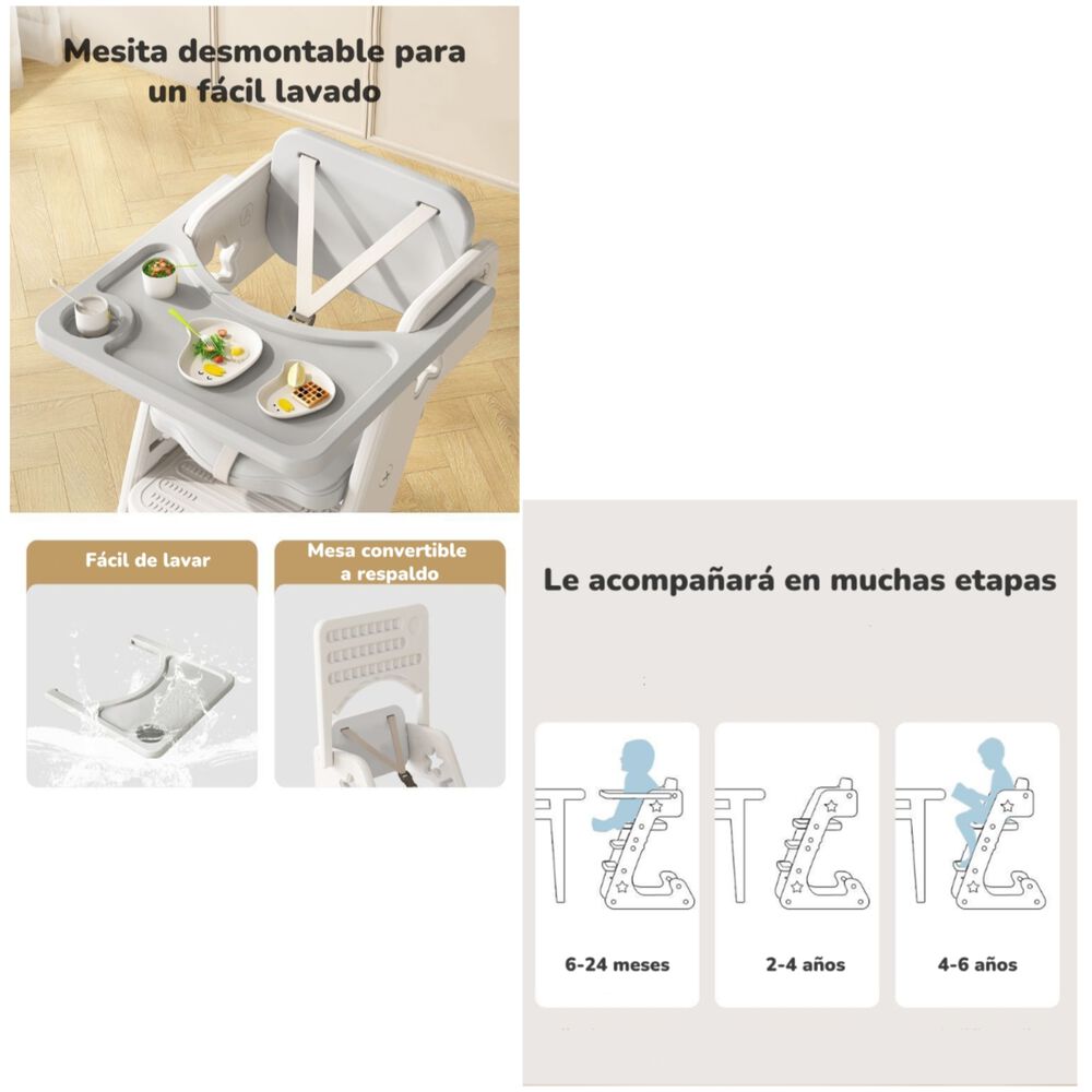 Silla De Comer Multifuncional Growth Gris Lubabycas image number 2.0