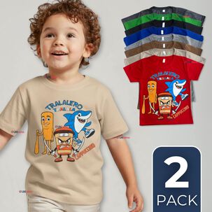 Pack 2 Poleras Brainrots 100% Algodón Manga Corta Niño Tralalero Colores Surtidos