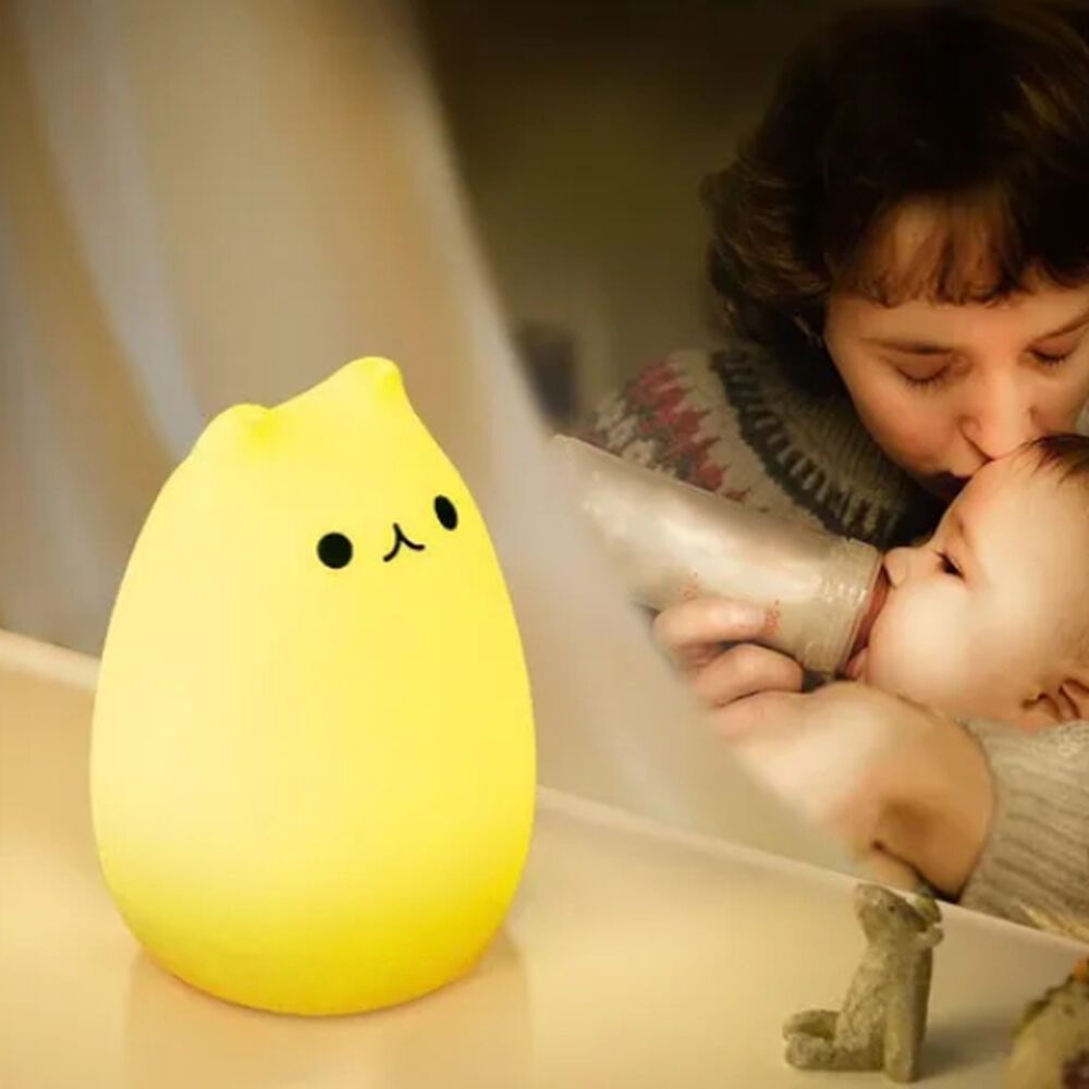 Lampara Led Silicona Gato Kawaii Luz Nocturna Espanta Cuco image number 2.0