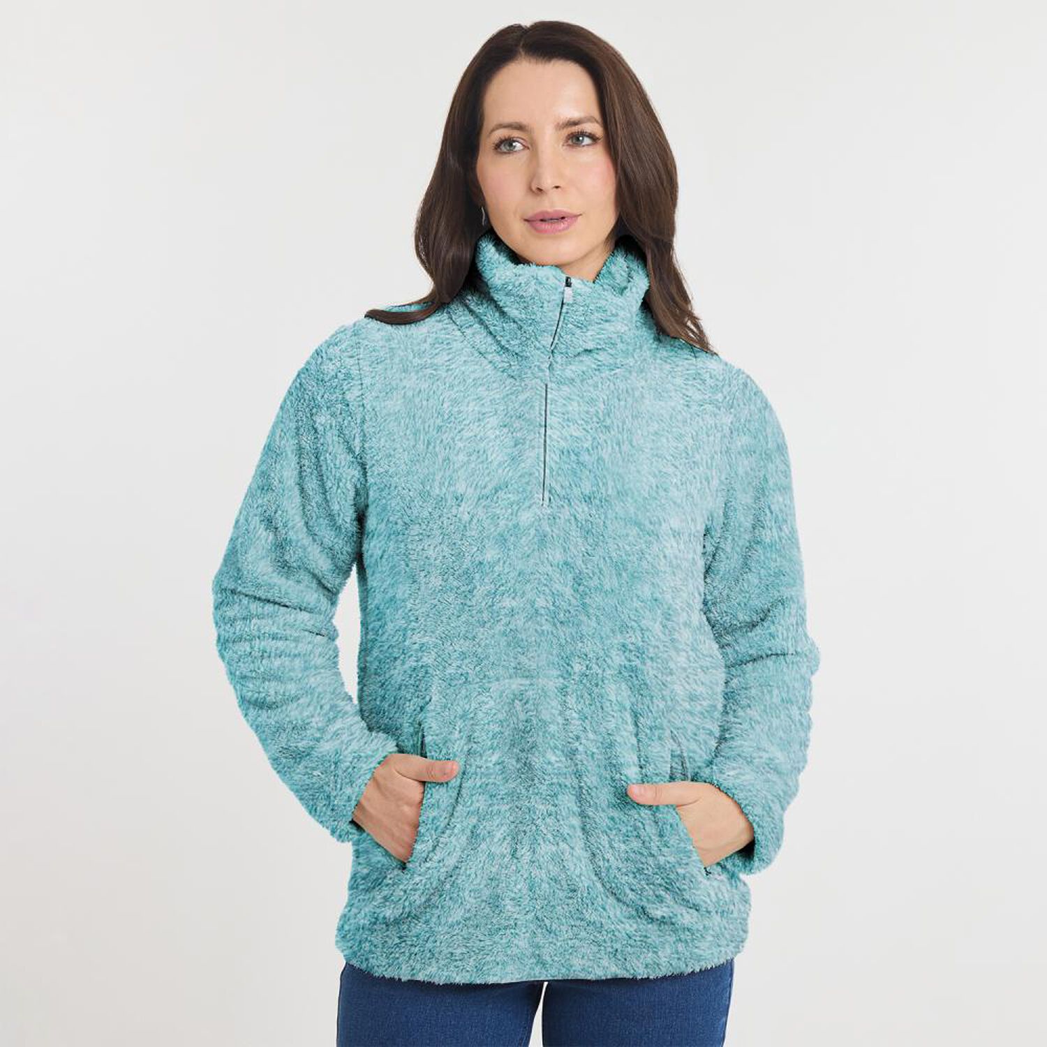 Poler&oacute;n Regular Fleece Cuello Alto Medio Cierre Mujer Geeps image number 0.0