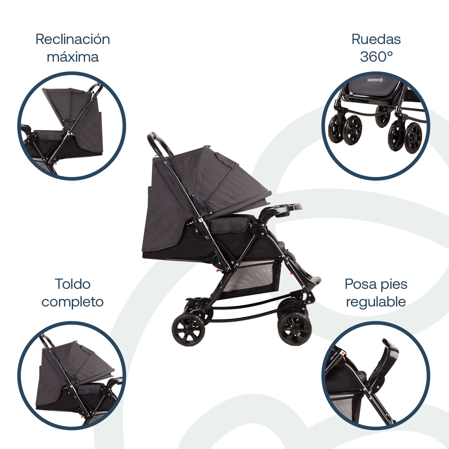 Coche Cuna Balancin Sx Negro Melange Bebesit image number 2.0
