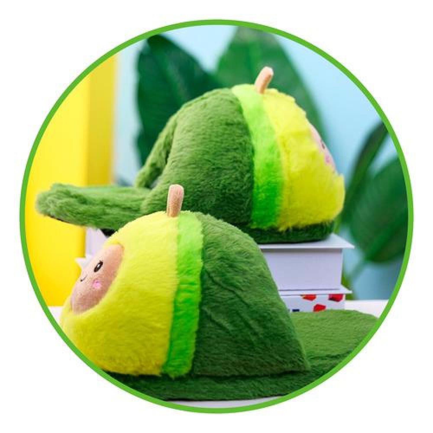 Pantuflas 3d Palta Carita Kawaii Cute Aguacate Avocado image number 7.0