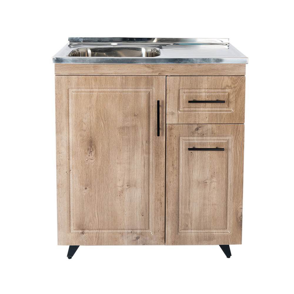 Kit Mueble Lavaplatos Wood Derecho Domsa (incluye Desagüe Con Sifón) 80x50x90cm image number 0.0