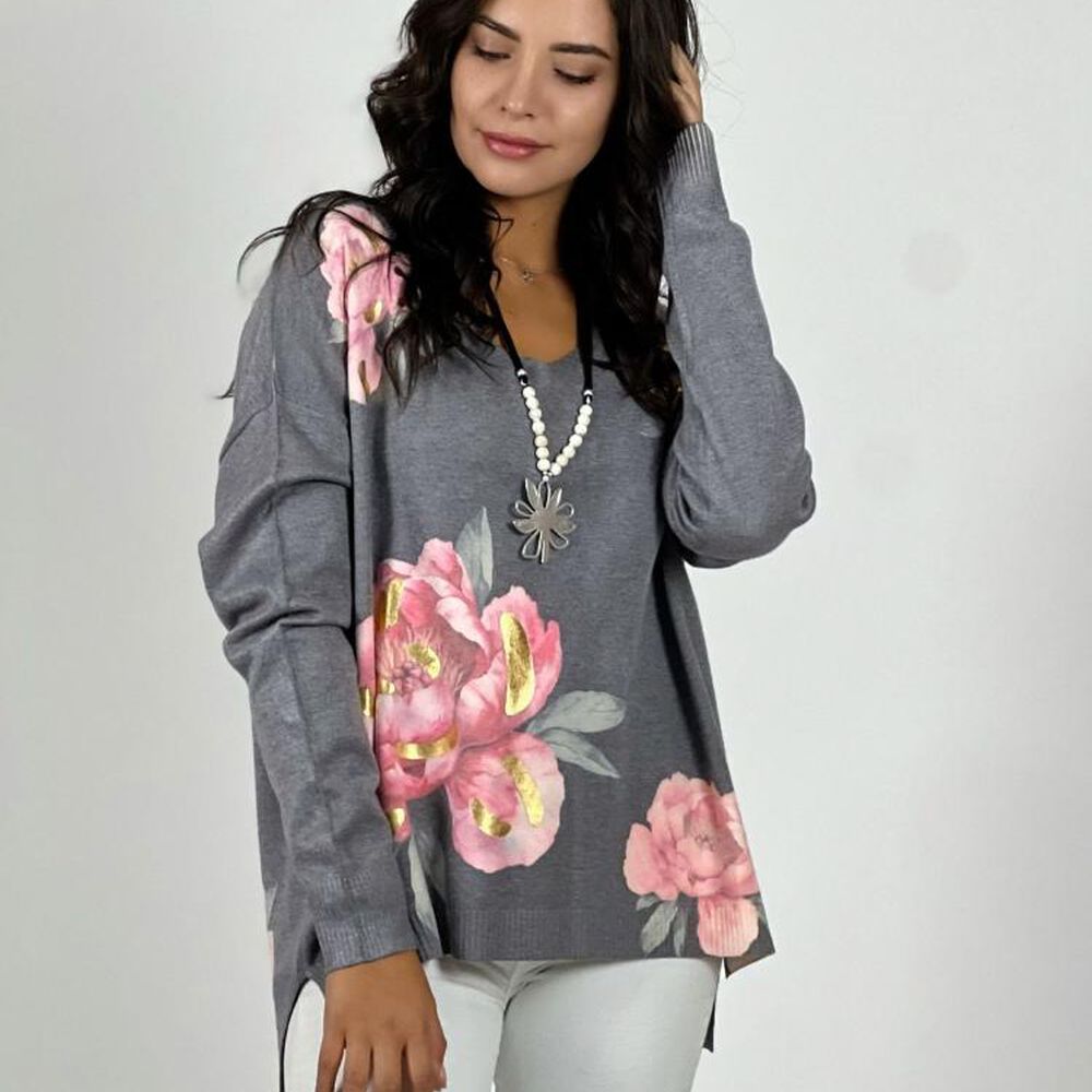 Sweater Spandex Flores Peonias Estampadas image number 10.0