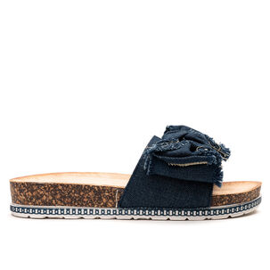 Sandalia Mujer Azul Lazo Chancleta
