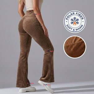 Pantal&oacute;n Cotel&eacute; Palazzo Polar Con Chiporro Elasticado T&eacute;rmico Caf&eacute;
