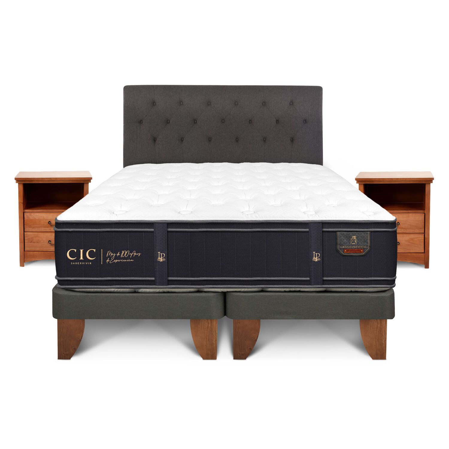 Cama Europea Cic Grand Premium / 2 Plazas / Base Dividida + Set De Maderas image number 0.0
