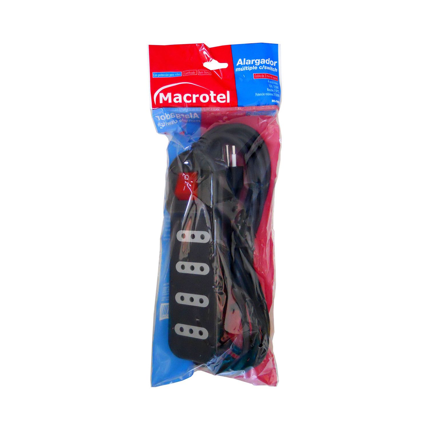 Alargador Zapatilla Con Switch 4 Posiciones 3 Metros Negro image number 5.0