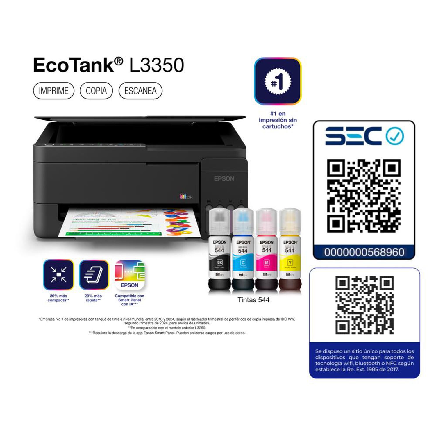Impresora Multifuncional Epson Ecotank L3350 image number 8.0