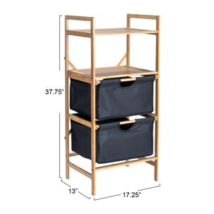 Estante Mueble Bambu Cajones Ba&ntilde;o Organizador Negro