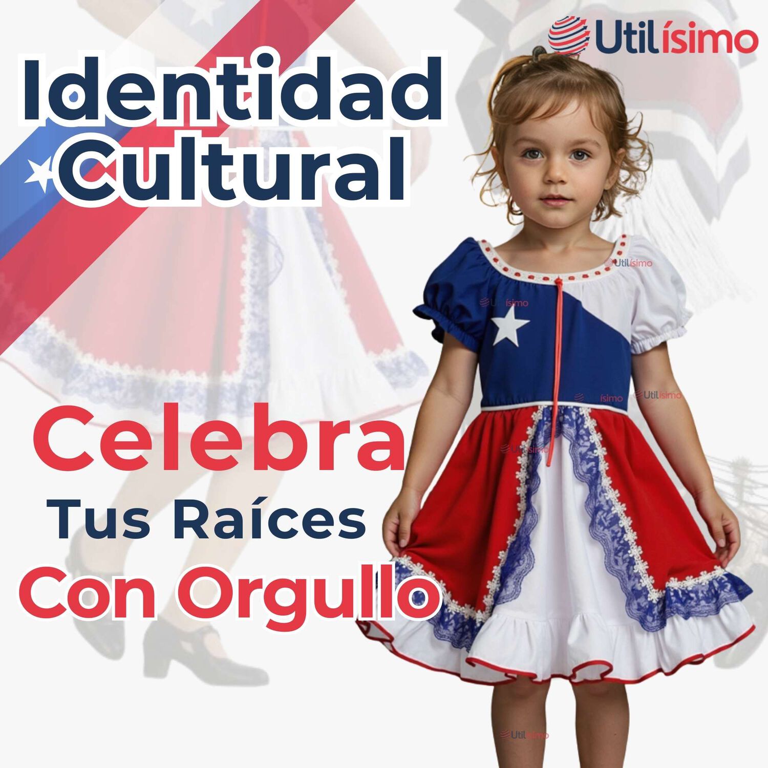 Vestido Huasa Ni&ntilde;a Bandera Chilena Fiestas Patrias image number 4.0