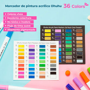 Ohuhu 36 Marcadores Acrílicos Doble Punta Pincel & Fina