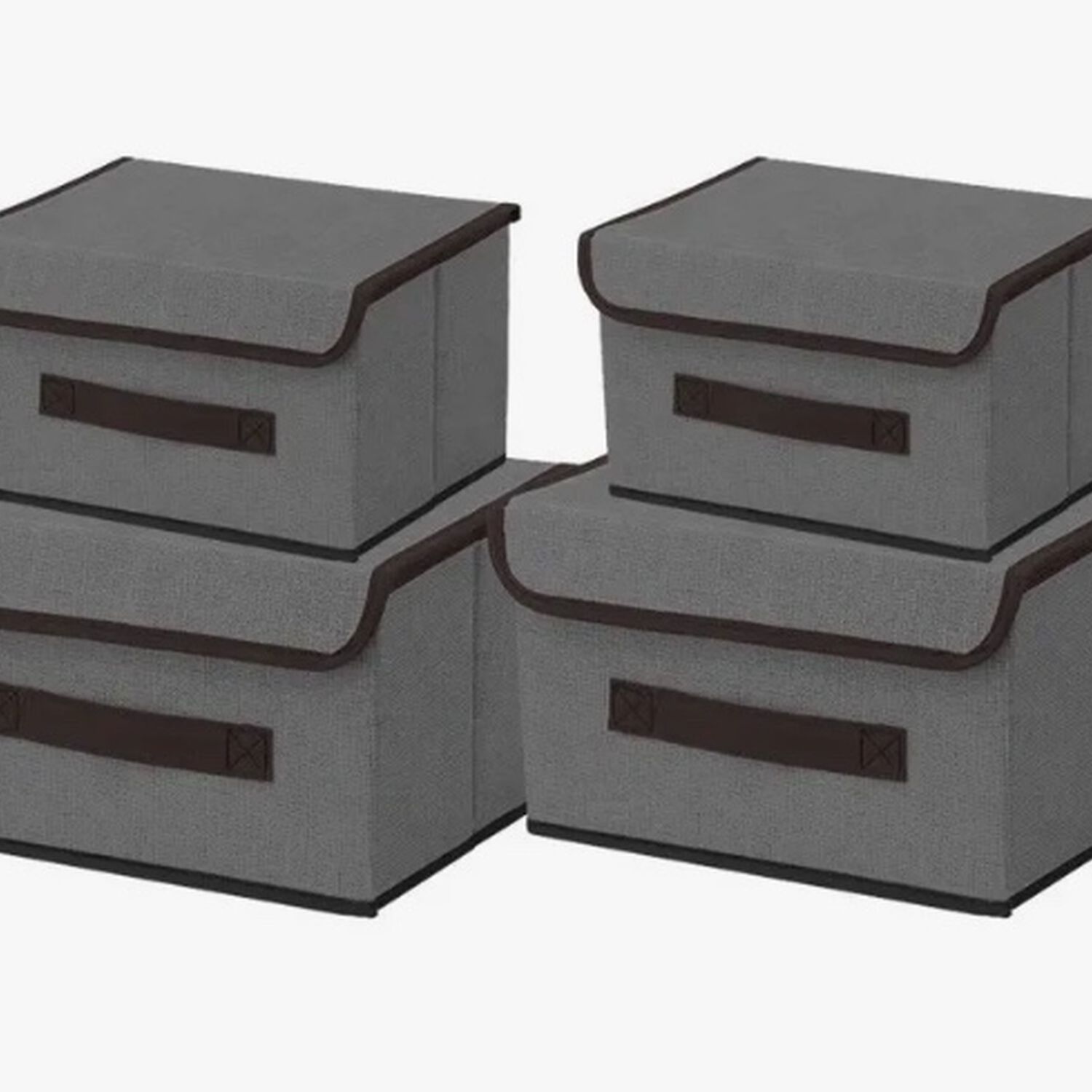 4 Unidades Cajas Organizadoras De Tela Plegables Con Tapas Gris image number 0.0