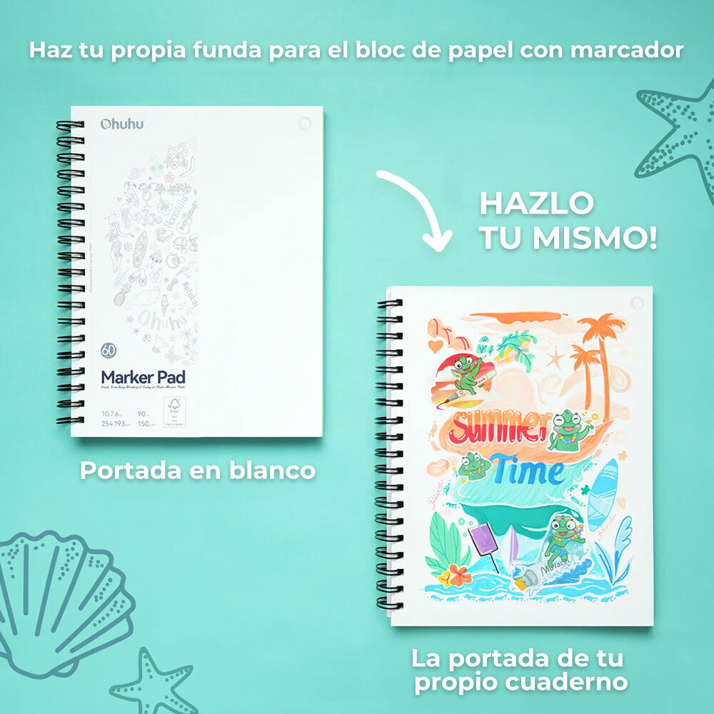 Ohuhu Block Anillado En Espiral (25.4x19.3cm,60 Hojas,150g) image number 7.0