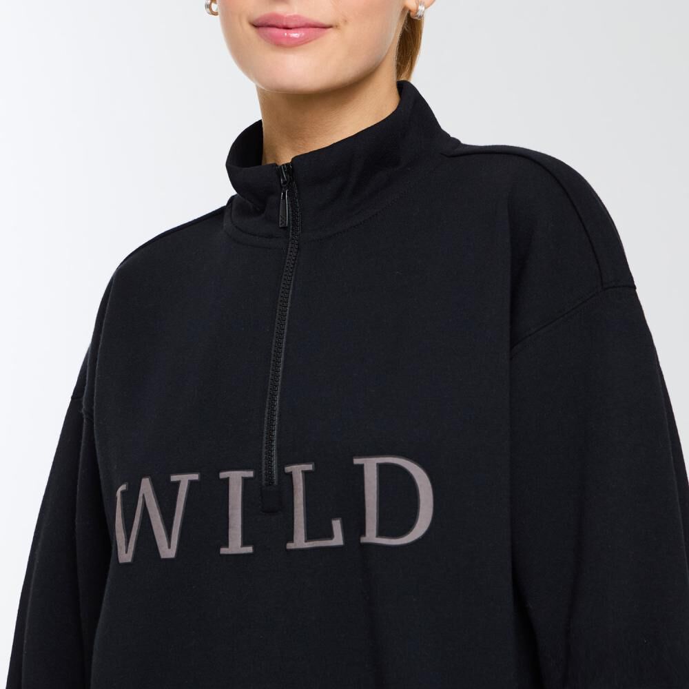 Polerón Deportivo Cuello Alto Medio Cierre Mujer Wetland image number 4.0