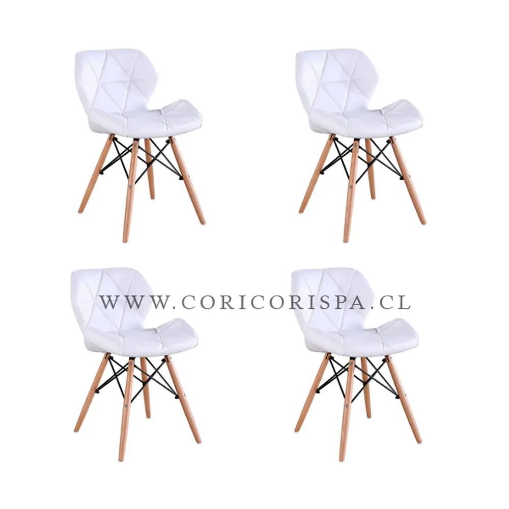 Juego De Comedor Madrid 140x80cms + 4 Sillas Eames Mariposa Ecocuero Blanco image number 1.0