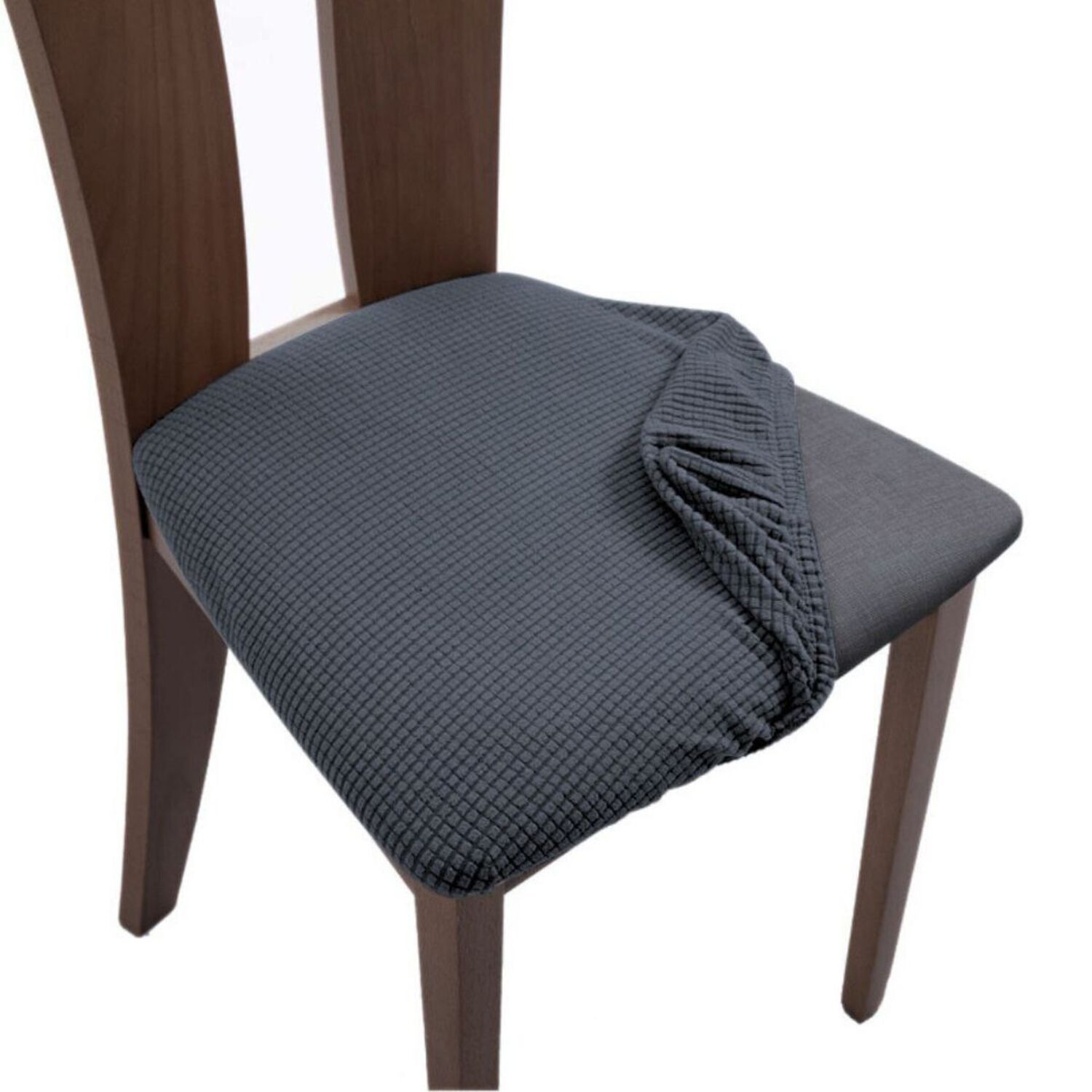 Pack De 6 Fundas Para Asiento Elasticadas Para Sillas Tella Cuadrille Color Gris image number 0.0