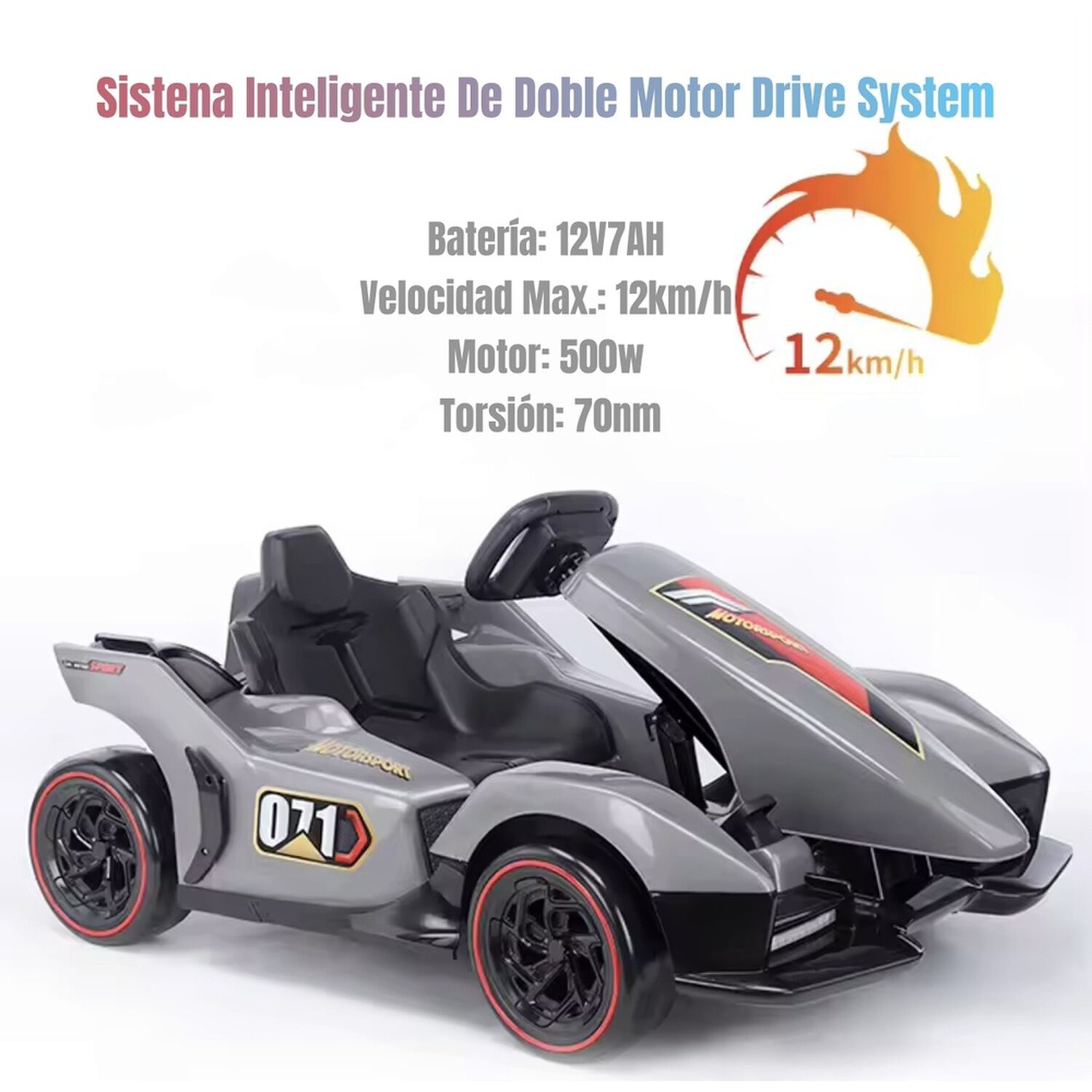 Go Kart Auto El&eacute;ctrico 12v7ah Con Control Rojo X2 Lubabycas image number 10.0