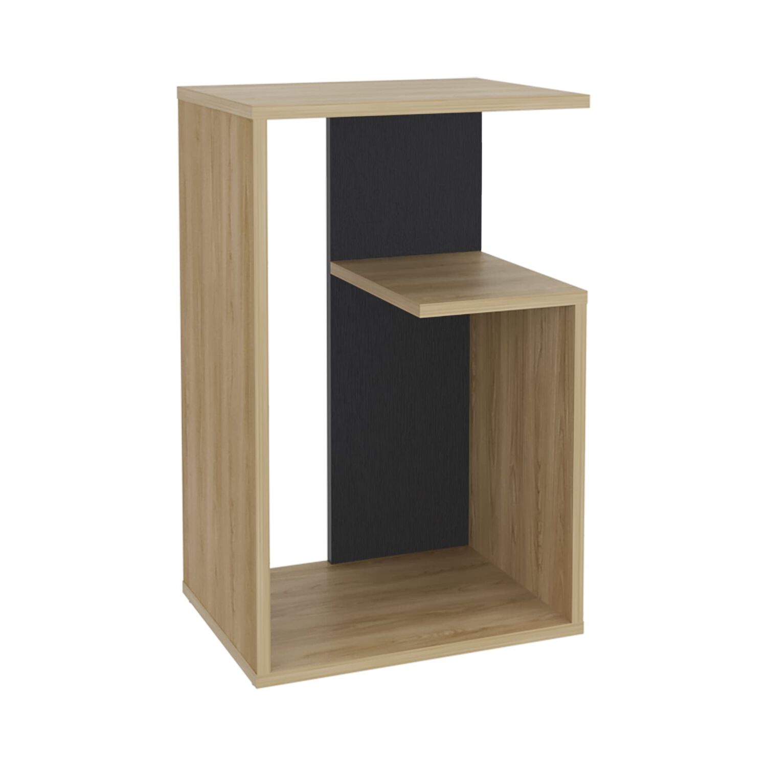 Mesa Lateral 63,4x39,8x30 Cm Cafe Claro Y Negro image number 0.0