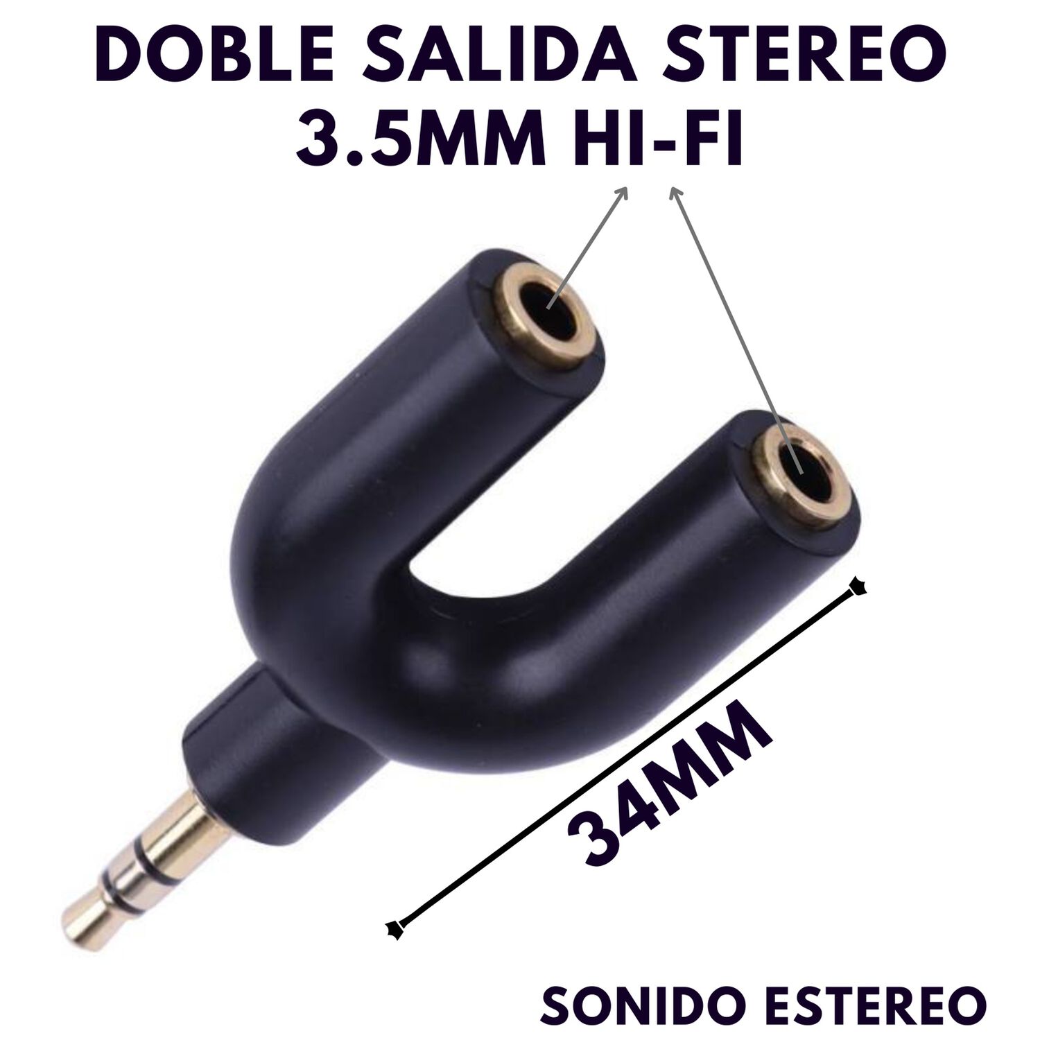 Adaptador Jack 3.5mm Con 2 Salidas Est&eacute;reo De 3.5mm Dbg186 image number 4.0