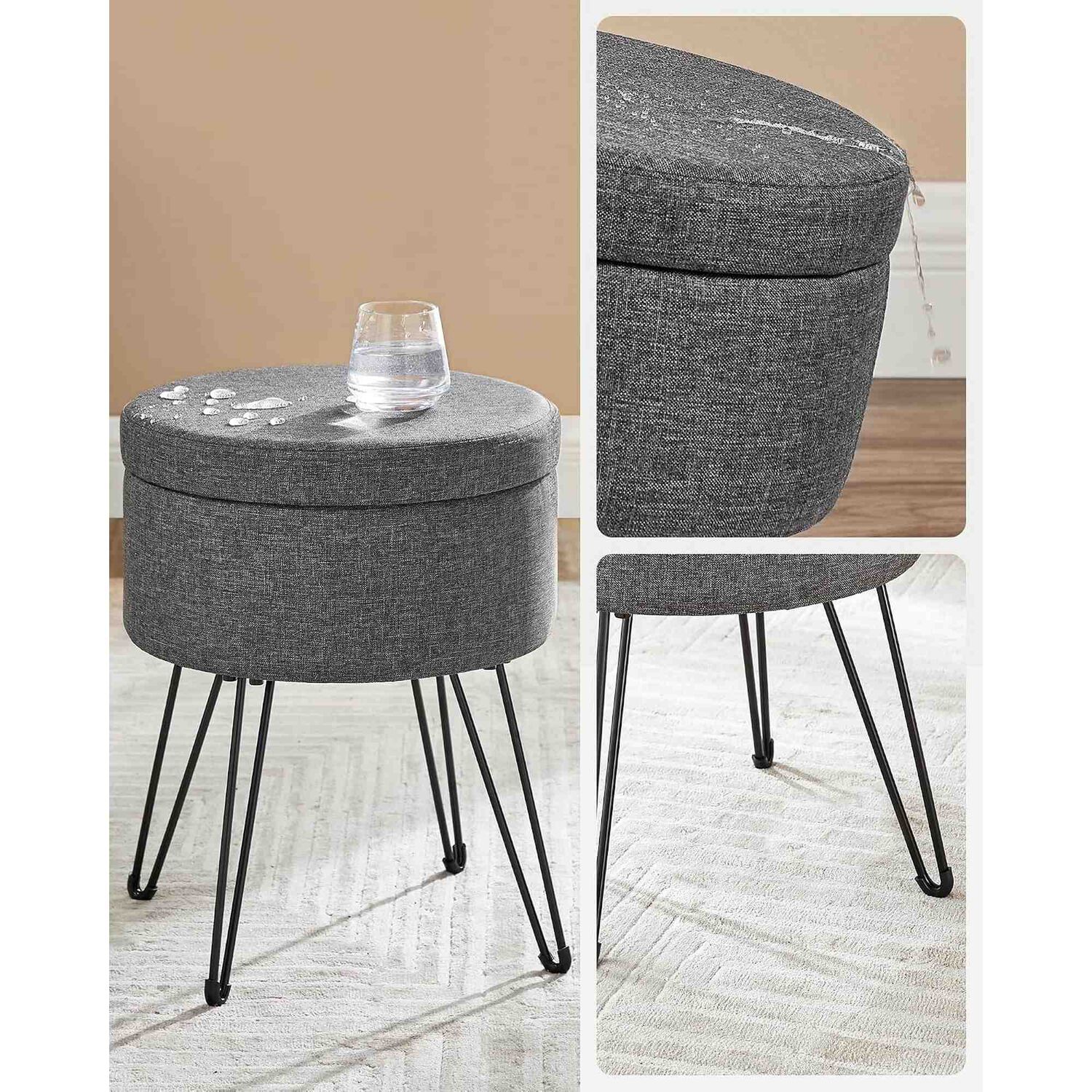 Taburete Puff Songmics Con Almacenaje 51 L Gris Oscuro image number 4.0