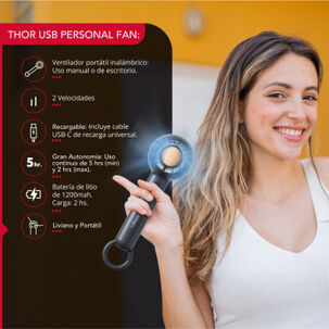 Ventilador Portatil Inalambrico Usb Negro Thor Usb Personal Fan Black
