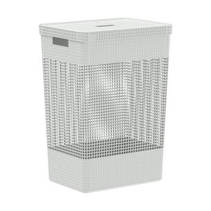 Cesta De Ropa Grid Con Tapa 49 L Blanco Oc&eacute;ano