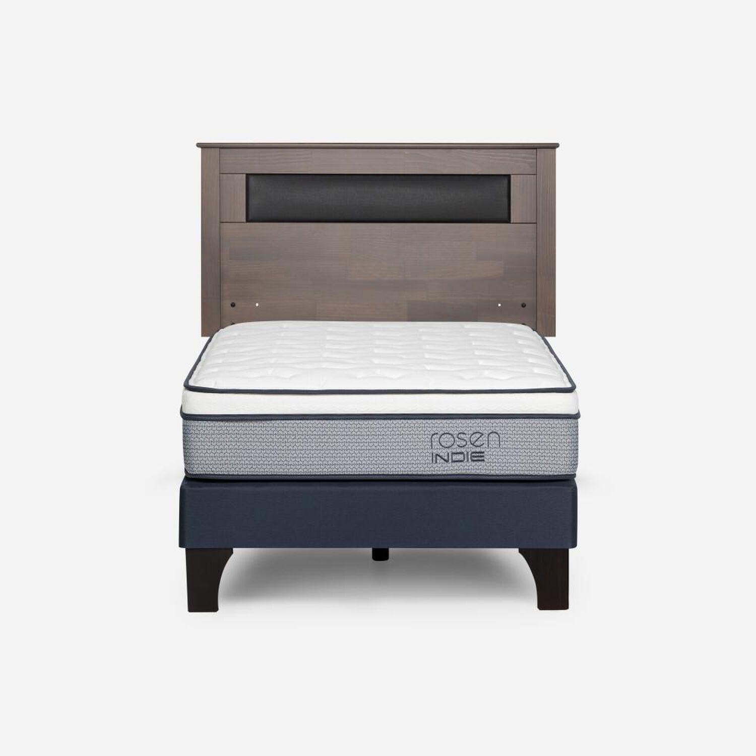 Cama Europea Rosen Indie / 1 Plaza / Base Normal  + Respaldo Ferrara Gris image number 0.0